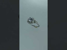 Load and play video in Gallery viewer, Satin Accented Lyria Halo Semi Mount engagement ring