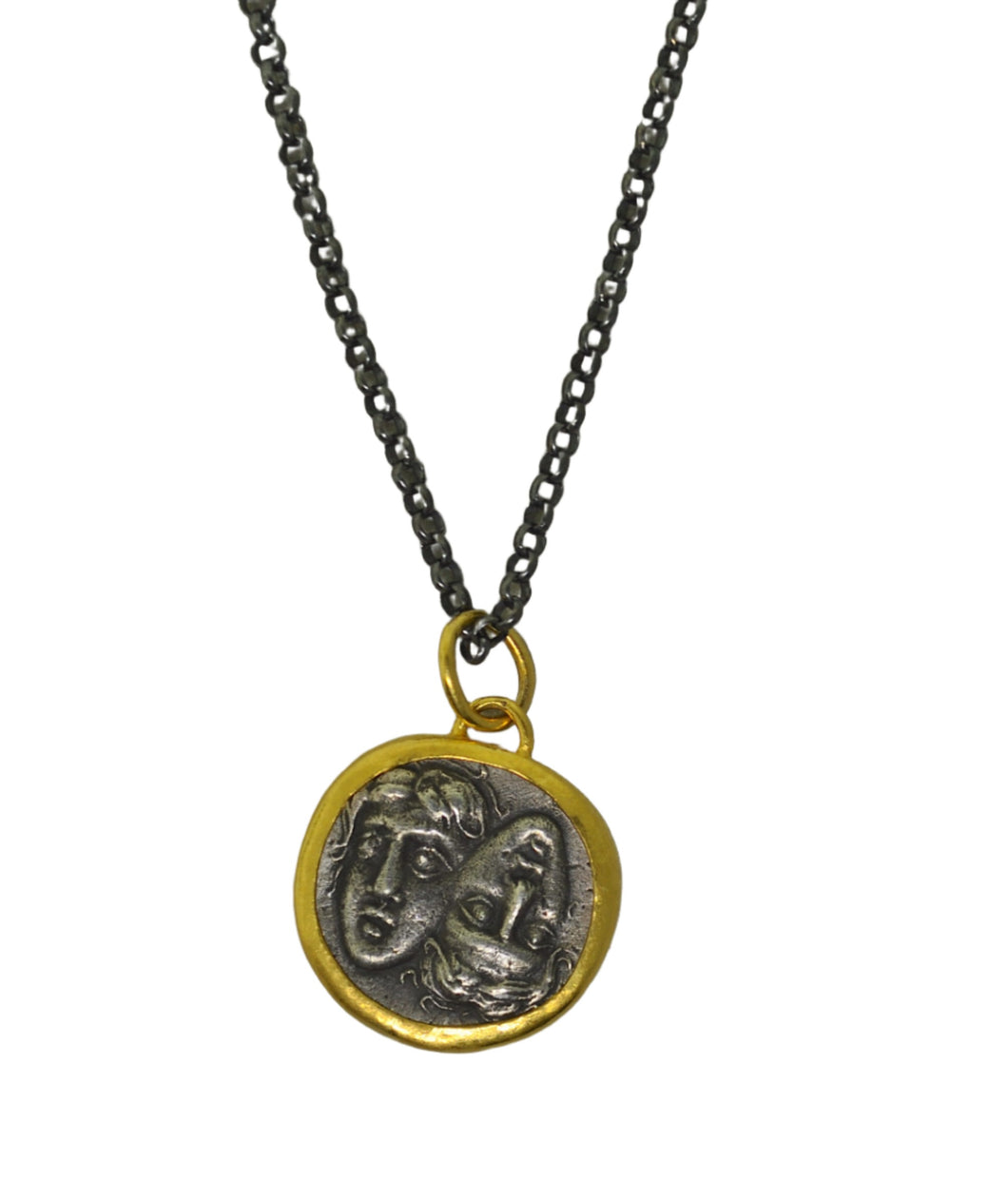 15-16 Inch Rolo link Chain in Oxidized Sterling Silver