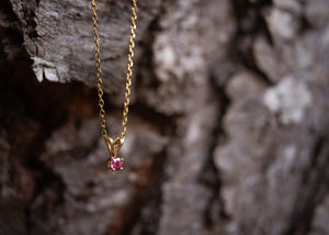 Nyala Ruby Solitaire Pendant in 14K Yellow Gold
