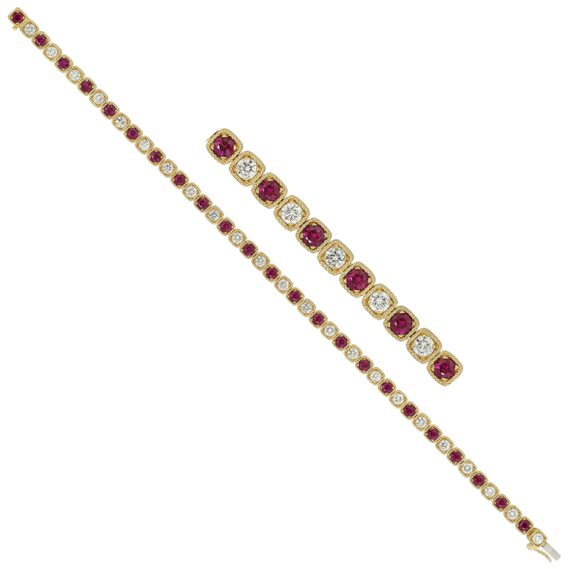 Classic Ruby & Diamond Bracelet in 18K Yellow Gold