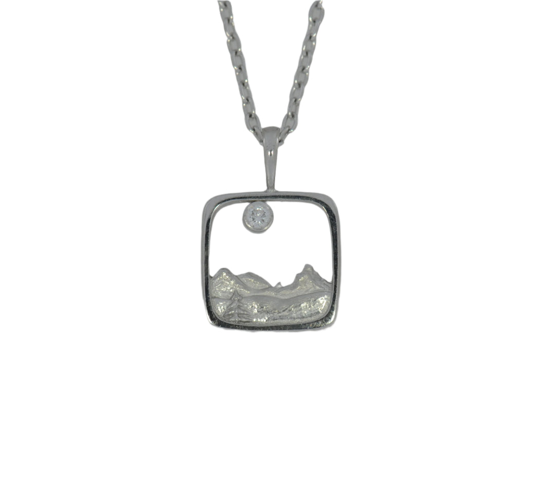 Three Sister's Peak Pendant in White Gold