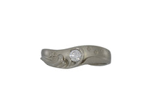 Load image into Gallery viewer, Silver ring with a diamond on a white background

