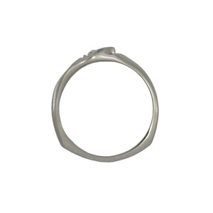 Silver ring with a diamond on a white  background