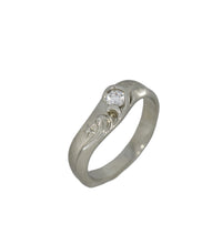 Load image into Gallery viewer, Silver ring with a diamond on a white background

