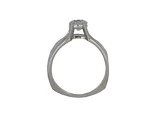 Load image into Gallery viewer, Silver ring with a diamond on a white background
