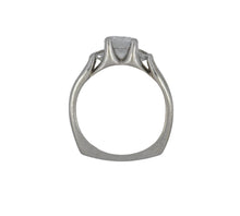 Load image into Gallery viewer, Silver ring with a diamond on a white background

