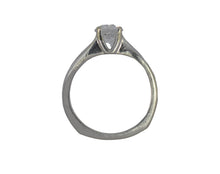 Load image into Gallery viewer, Silver ring with a diamond on a white background
