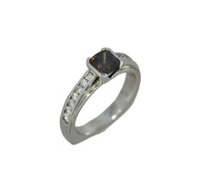 Load image into Gallery viewer, white gold ring with a central brown gemstone and smaller diamonds on a white background

