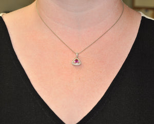 Pink Trillion Sapphire Earring and Pendant Set