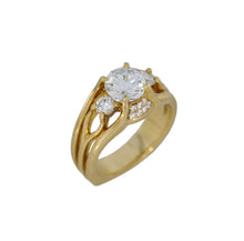 Load image into Gallery viewer, Gold ring with a diamond on a white  background
