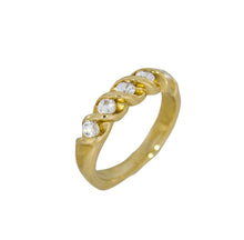 Load image into Gallery viewer, Gold ring with diamonds on a white background
