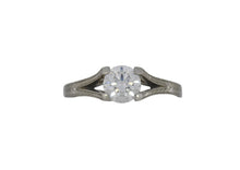 Load image into Gallery viewer, Diamond ring with white gold band on a white background
