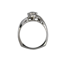 Load image into Gallery viewer, white gold ring with a diamond on a white background
