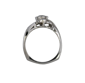 white gold ring with a diamond on a white background