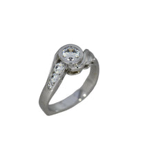 Load image into Gallery viewer, white gold ring with a diamond on a white background
