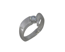 Load image into Gallery viewer, White gold ring with a diamond on a white background
