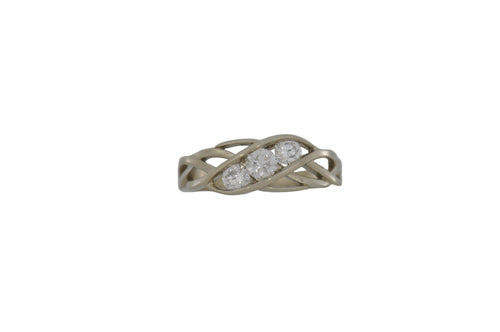 White Gold ring with diamonds on a white background