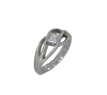 Load image into Gallery viewer, White gold ring with a diamond on a white background
