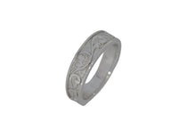 Load image into Gallery viewer, White gold ring with intricate design on a white background
