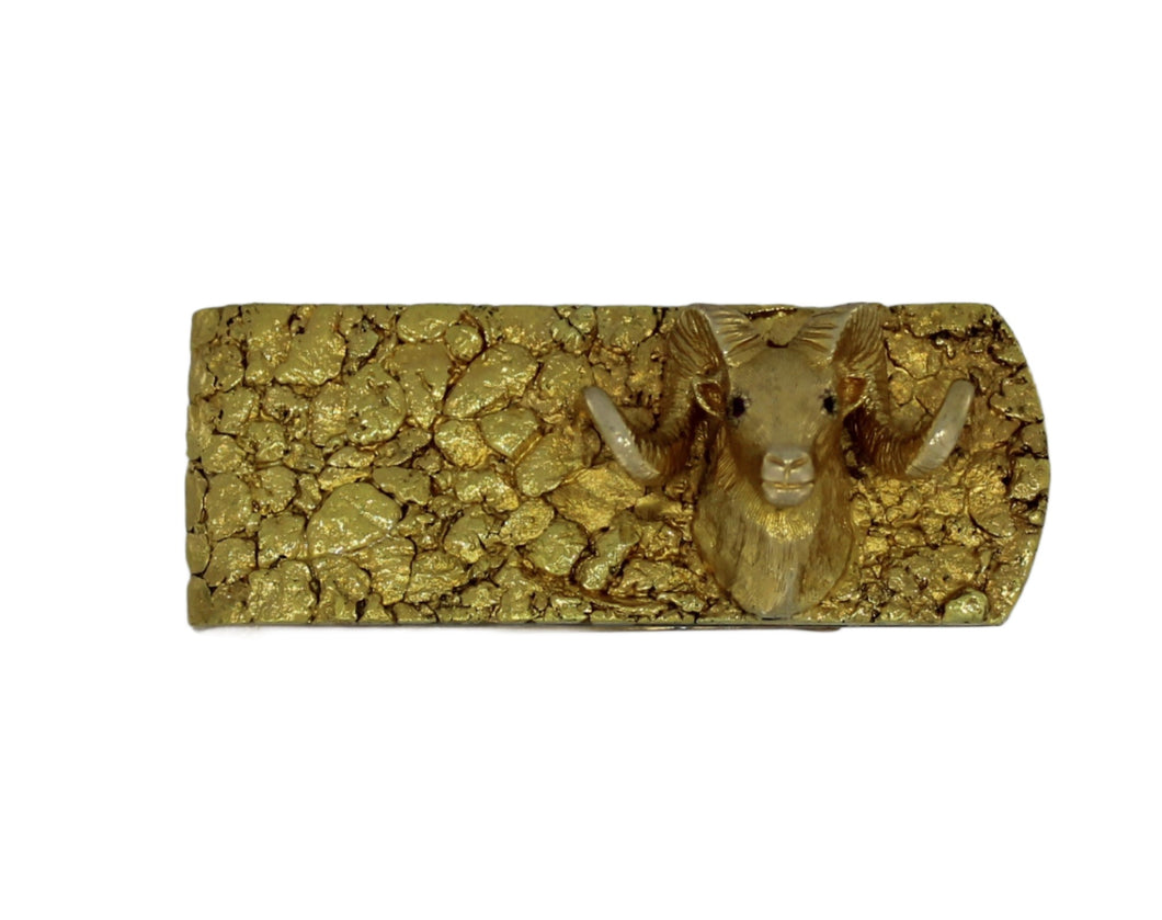 Big Horn Sheep and Gold Nugget Money Clip