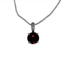 Load image into Gallery viewer, Garnet Solitaire Pendant in White Gold
