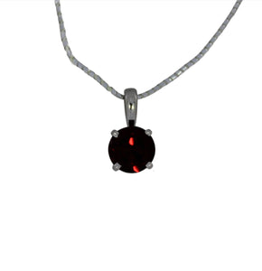 Garnet Solitaire Pendant in White Gold