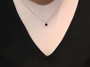 Garnet Solitaire Pendant in White Gold