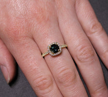 Load image into Gallery viewer, Greenish Teal Sapphire Halo Ring
