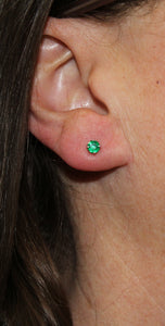 Round Natural Emerald Studs