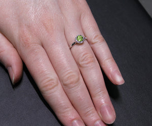 Peridot Ring with Halo