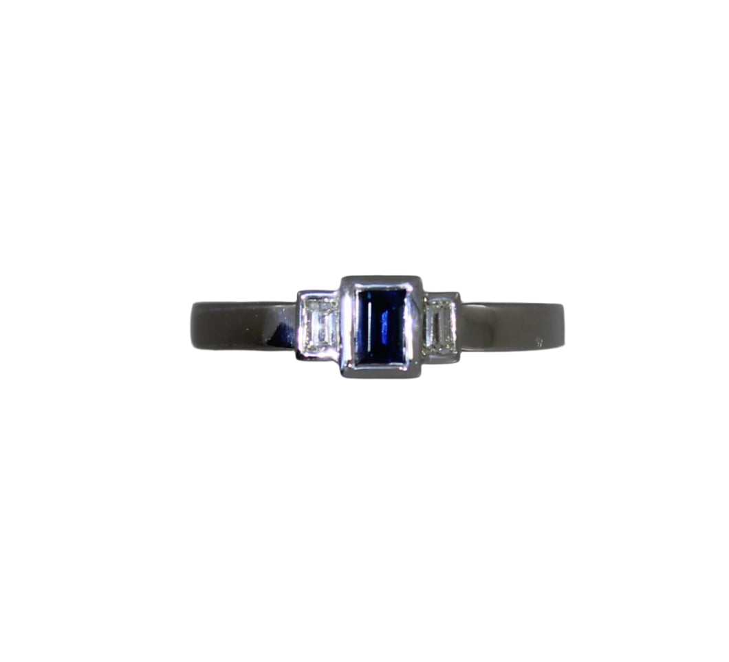 Bezel Set Sapphire and Diamond Ring