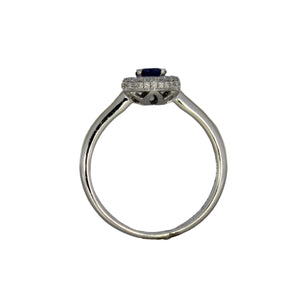 Bright Blue Sapphire Ring With Halo