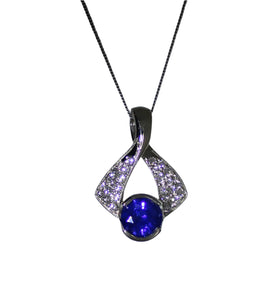 Blue Sapphire in Custom Ribbon Pendant