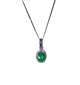 Emerald With Halo Pendant