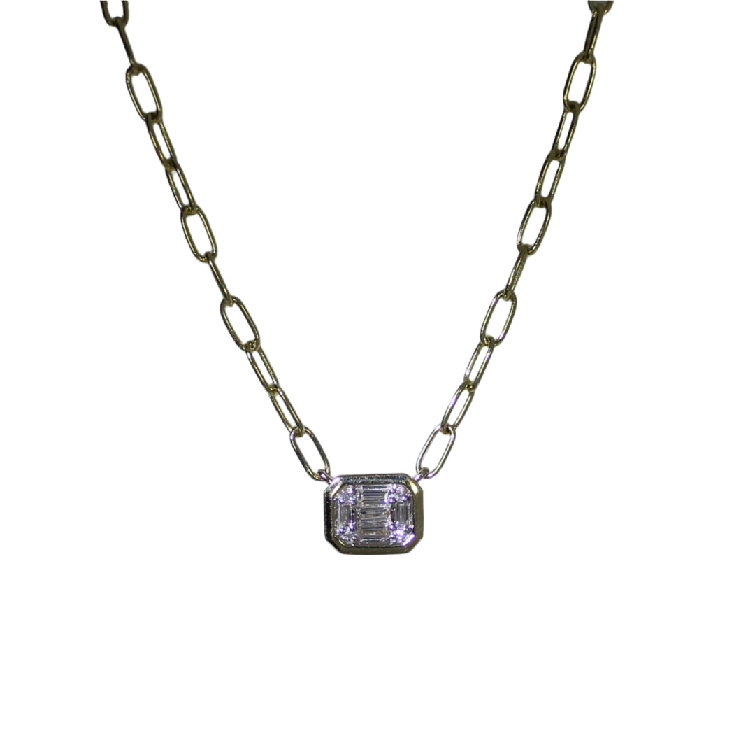 Big Look Emerald Cut Diamond Necklace