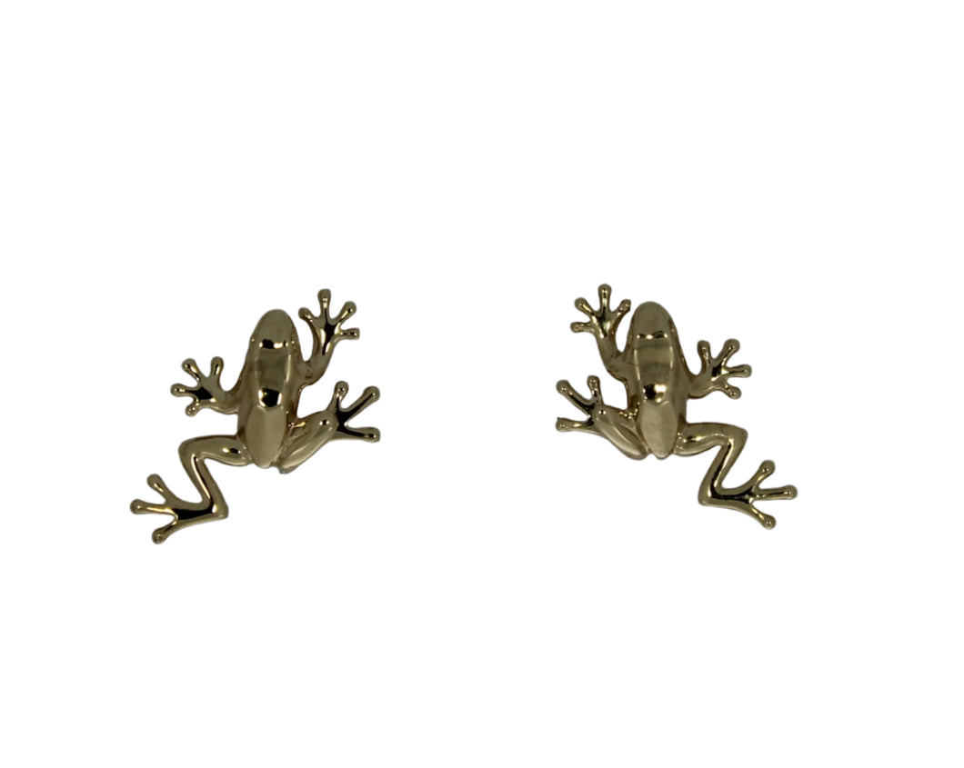 Gold Leaping Frog Earrings