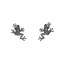 Load image into Gallery viewer, White Gold Leaping Frog Earrings
