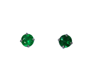 Round Natural Emerald Studs