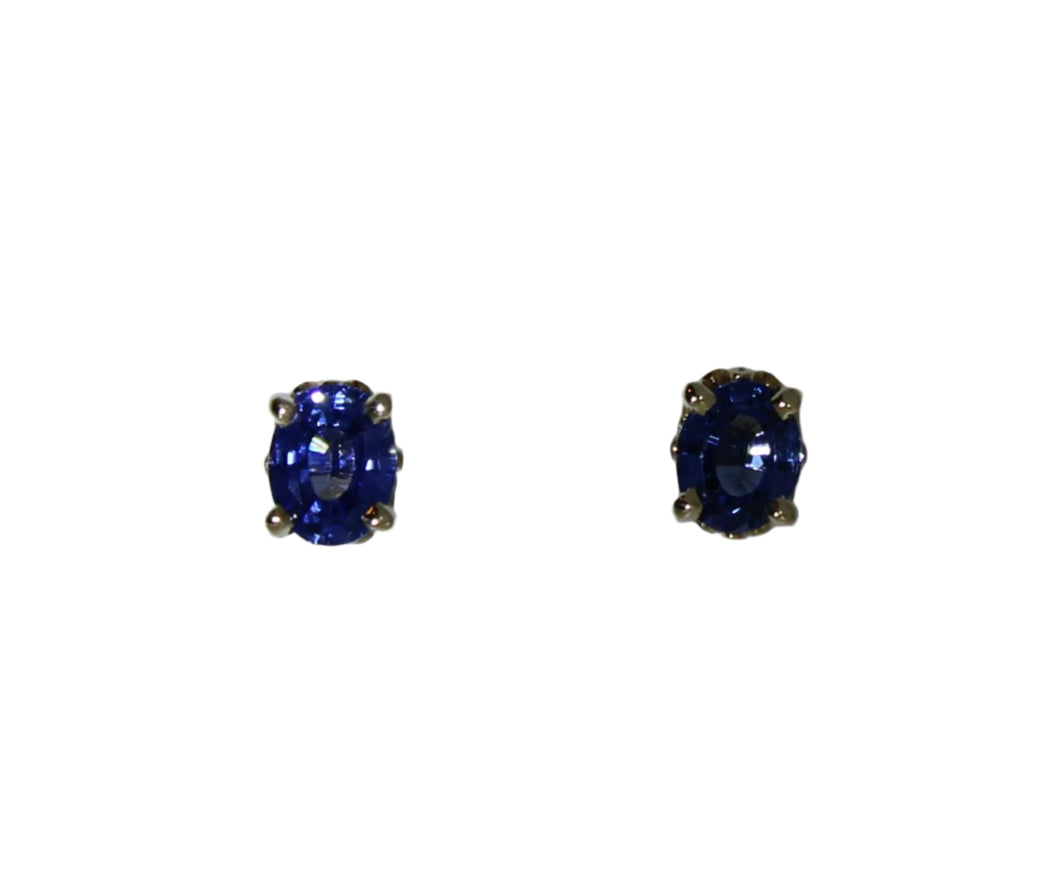 Oval Blue Sapphire Studs