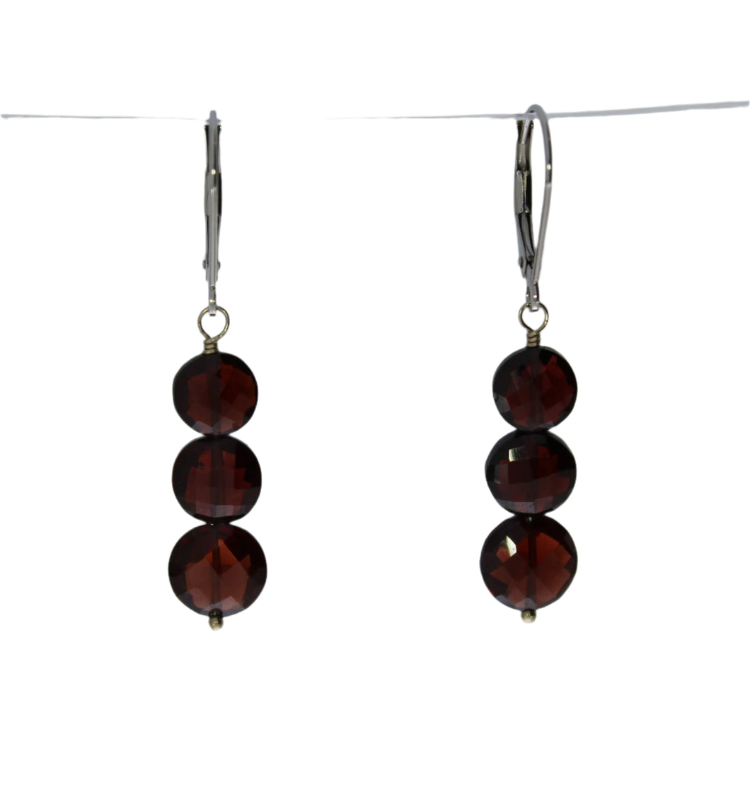 Stacked Garnet Briolette Earrings