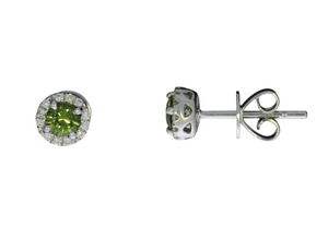 Green Sapphire Halo Studs