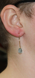 Elongated Shepard Hook Earrings with Blue Topaz