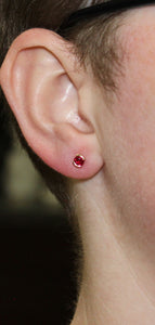 Ruby Stud Half Bezel Earrings