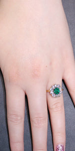 Emerald Ring in Yellow and White Gold