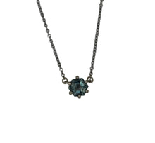 Load image into Gallery viewer, Hexagon Greenish Blue Sapphire Necklace
