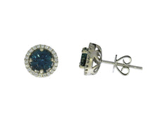 Load image into Gallery viewer, Montana Blue Sapphire Halo Studs
