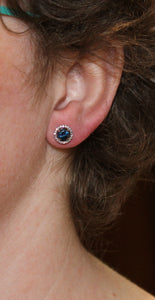 Montana Blue Sapphire Halo Studs