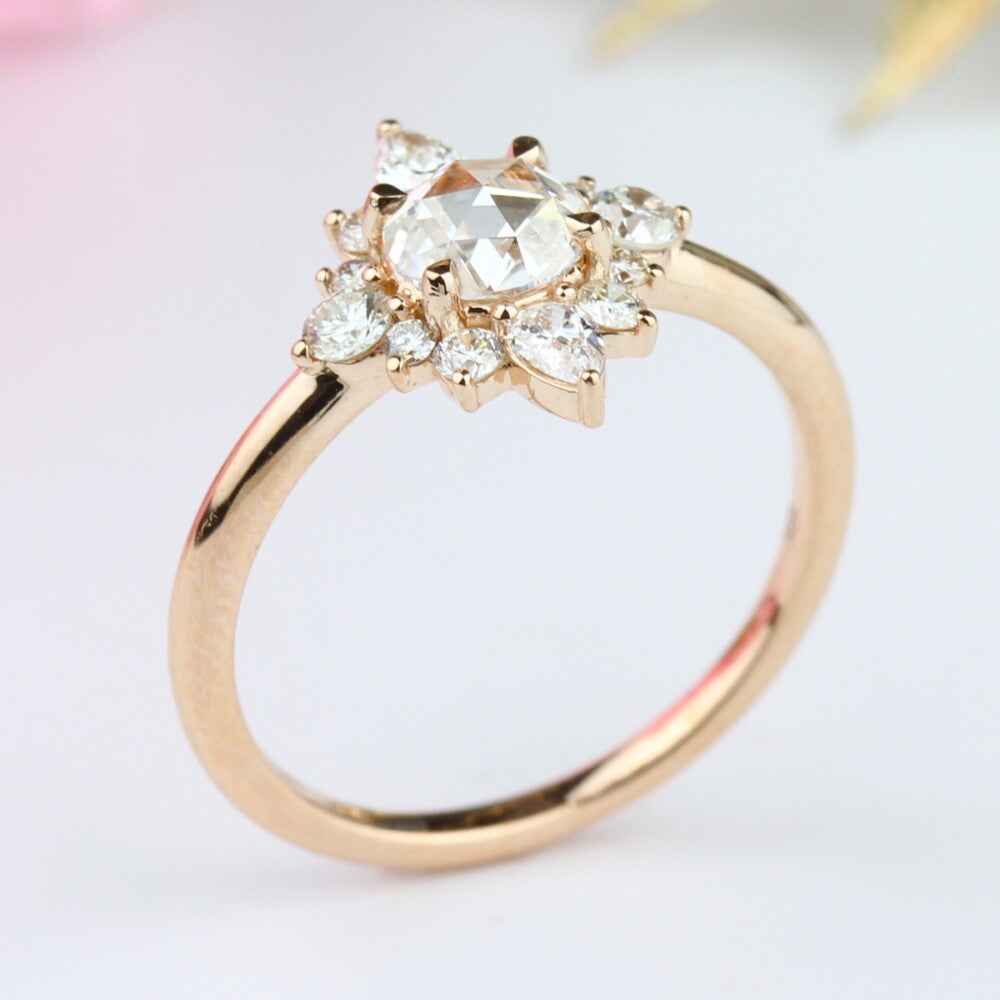 Rose-Cut Diamond Lumiere Vintage Inspired Engagement ring