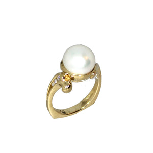 White Pearl in Custom Olufson Designs Ring
