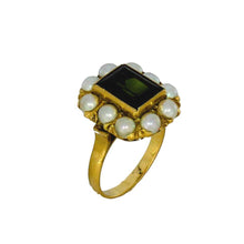 Load image into Gallery viewer, Green Sapphire with Pearl Halo Ring
